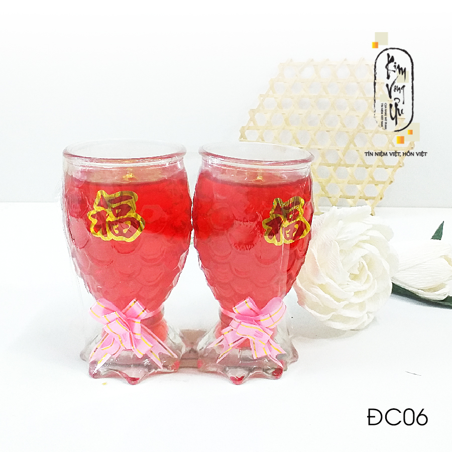 Đèn cầy ly cúng Cá Lớn Đuôi Đỏ ĐC06 cao 13.5 cm (Giá một cặp)