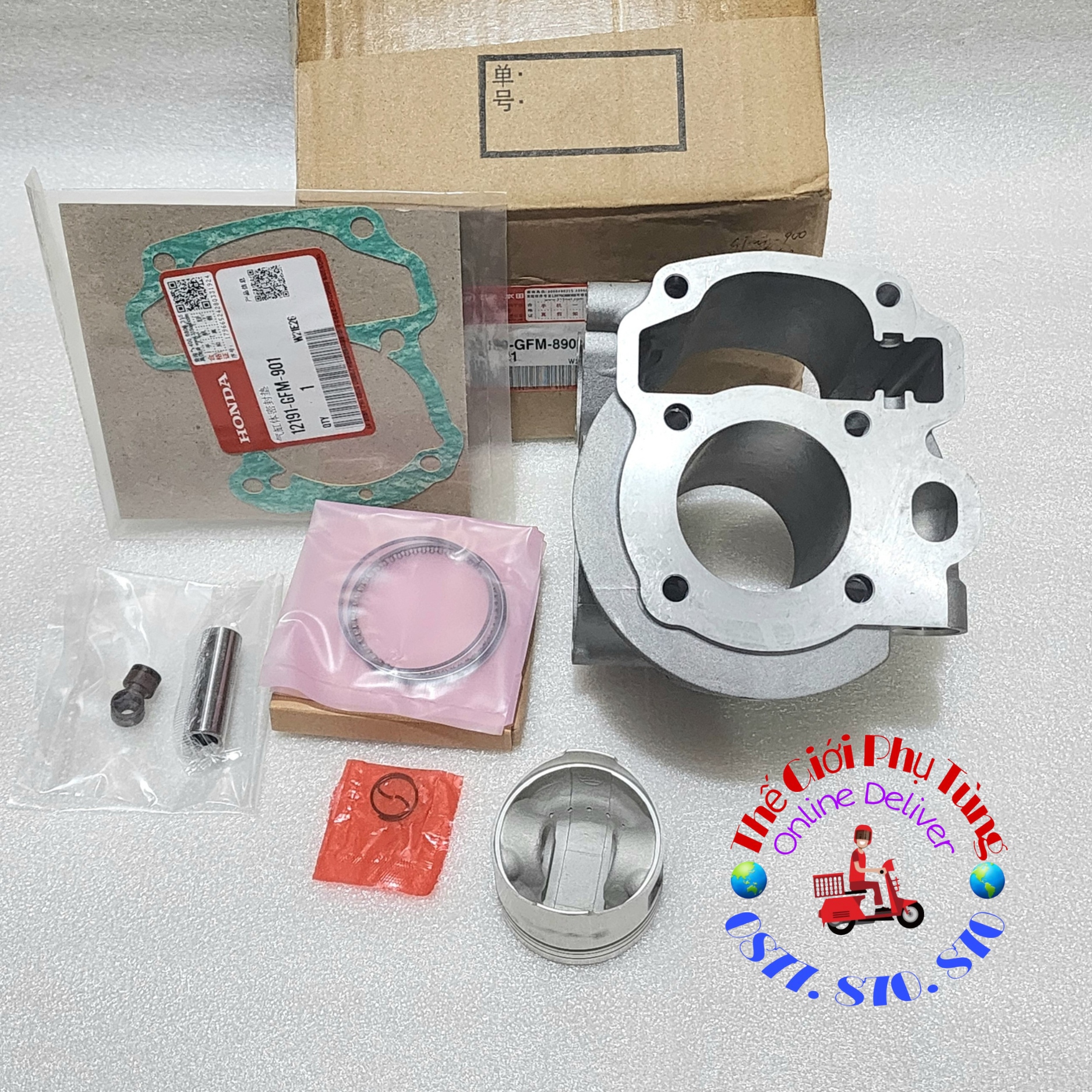 Bộ nòng piston bạc SCR, Lead 110 (có ắc, phe, ron chân) zin wuang