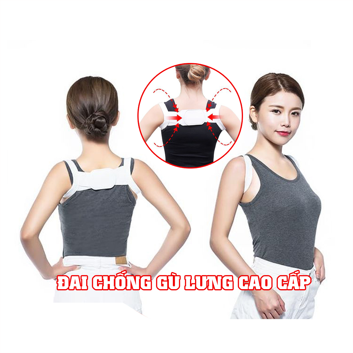 [HCM]Đai Chỉnh Gù Lưng Khòm Lưng Freesize Cao Cấp