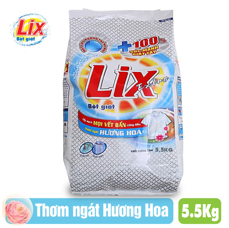 Bột giặt Lix Extra 5,5kg  hương hoa (tặng NRC 400g)