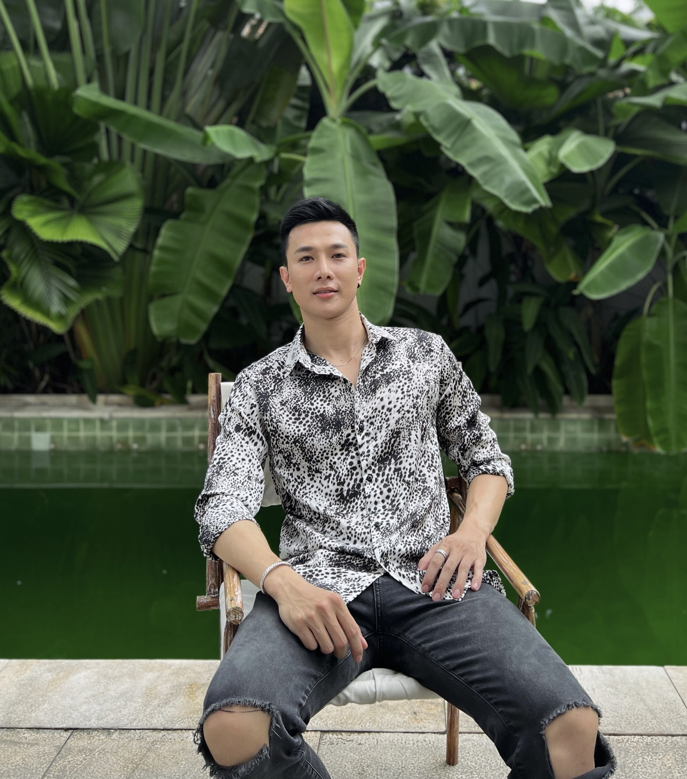 Áo sơ mi nam họa tiết vải lụa cao cấp S55