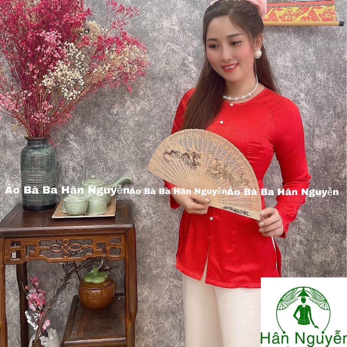 ÁO BÀ BA GAM  DÂY KÉO + QUẦN  (HOA HỒNG)