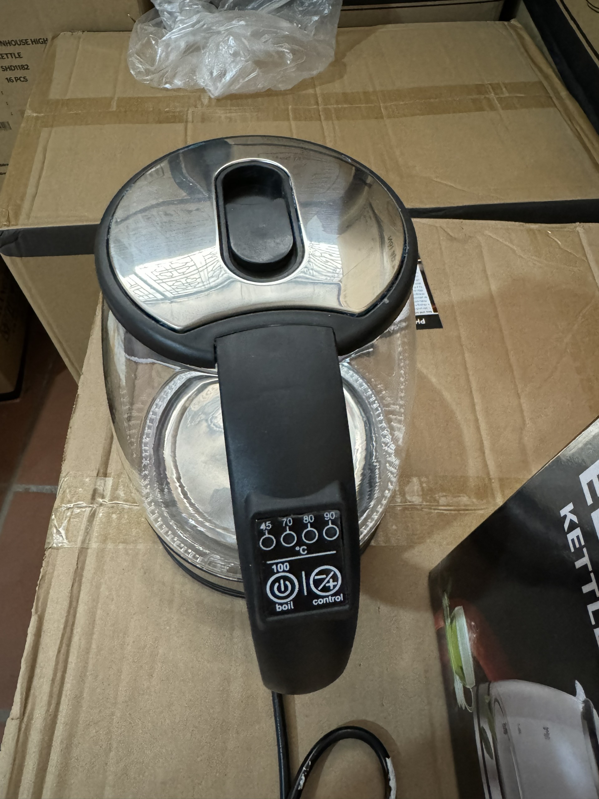 Ấm siêu tốc Sharp thủy tinh, dung tích 2 Lít, bình đun siêu tốc sharp 2 lit, điều khiển điện tử