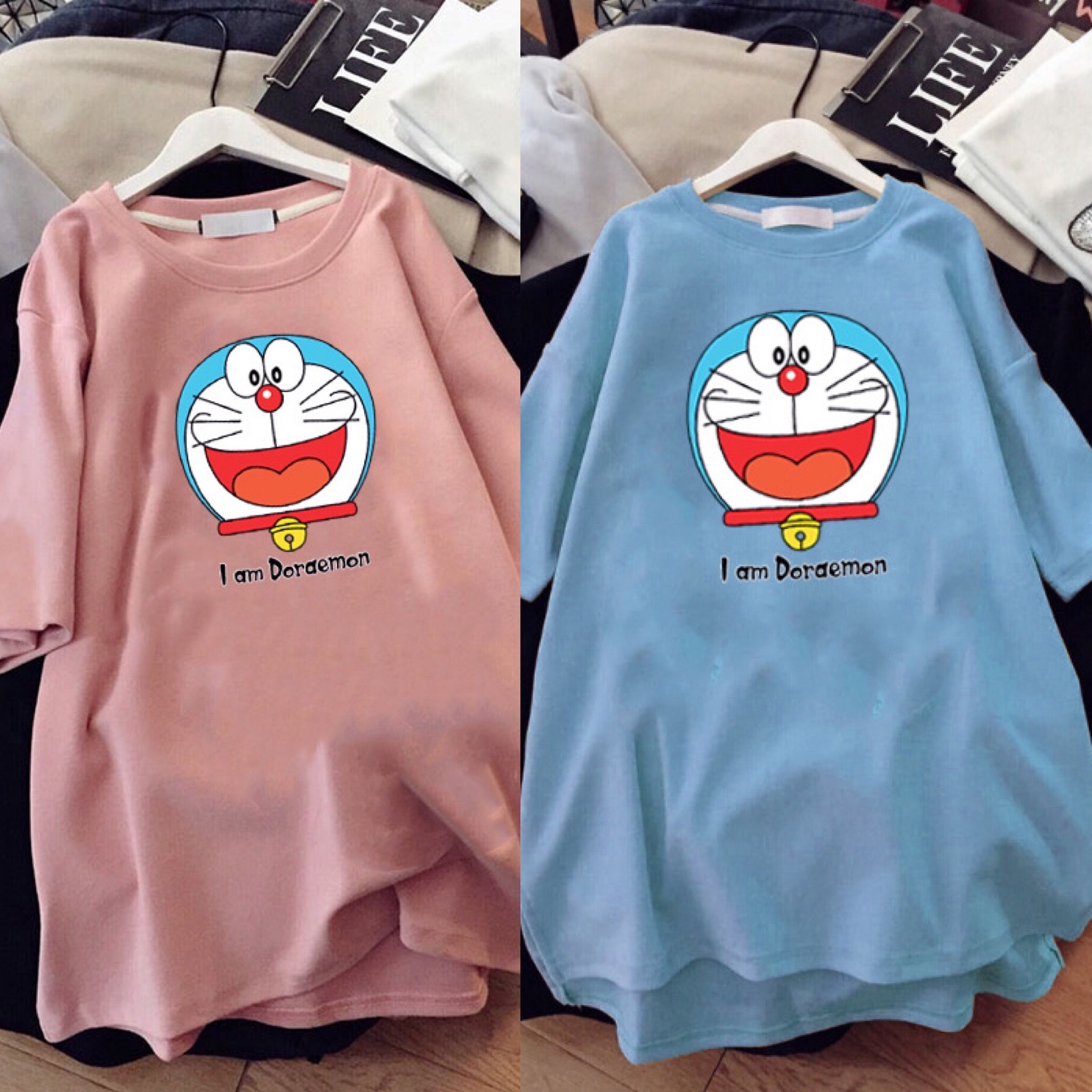 Áo Dáng Dài Xanh Hồng Doremon Doraemon