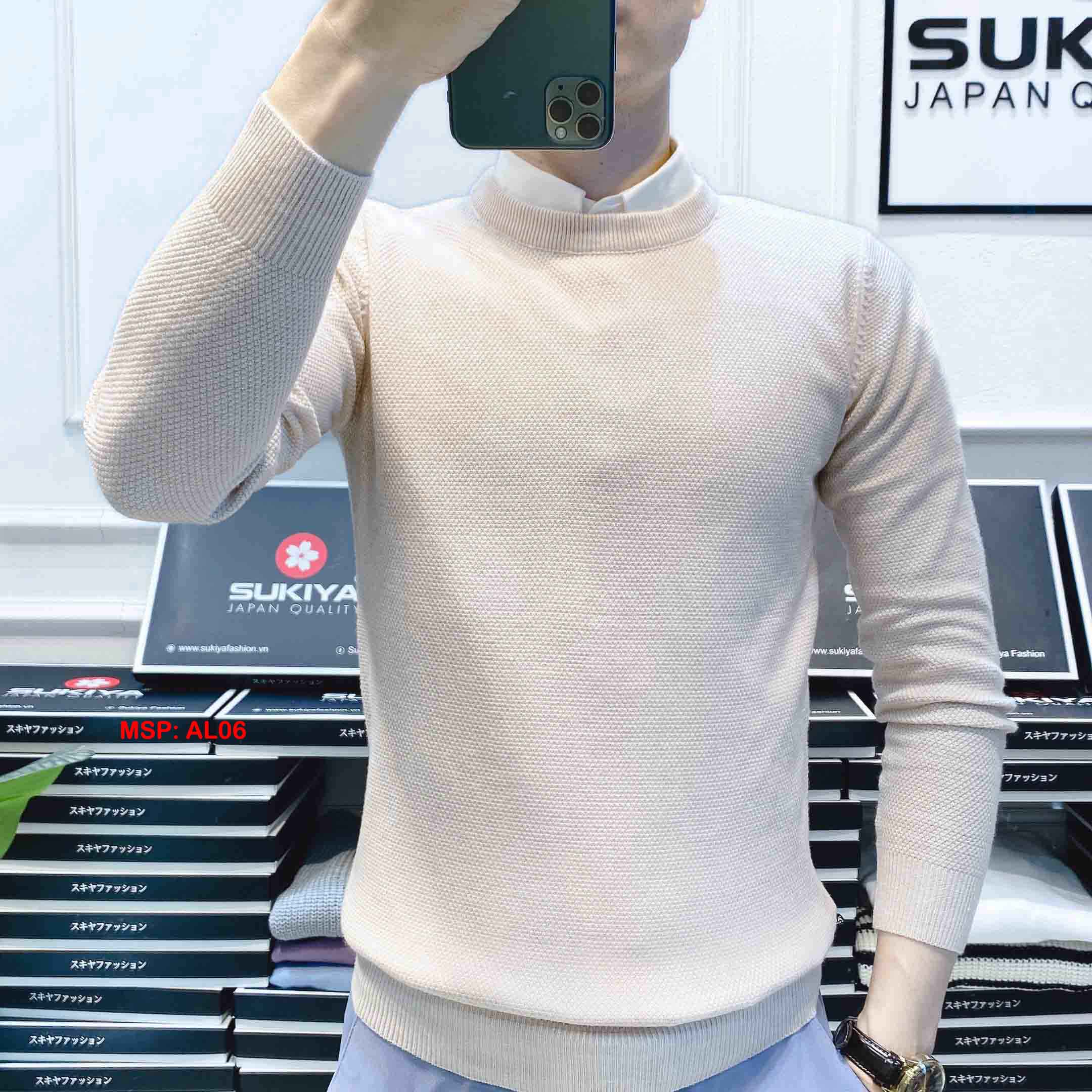 Áo Len Nam Sukiya Cổ Tròn Đẹp Chất lông thỏ mềm mại AL06