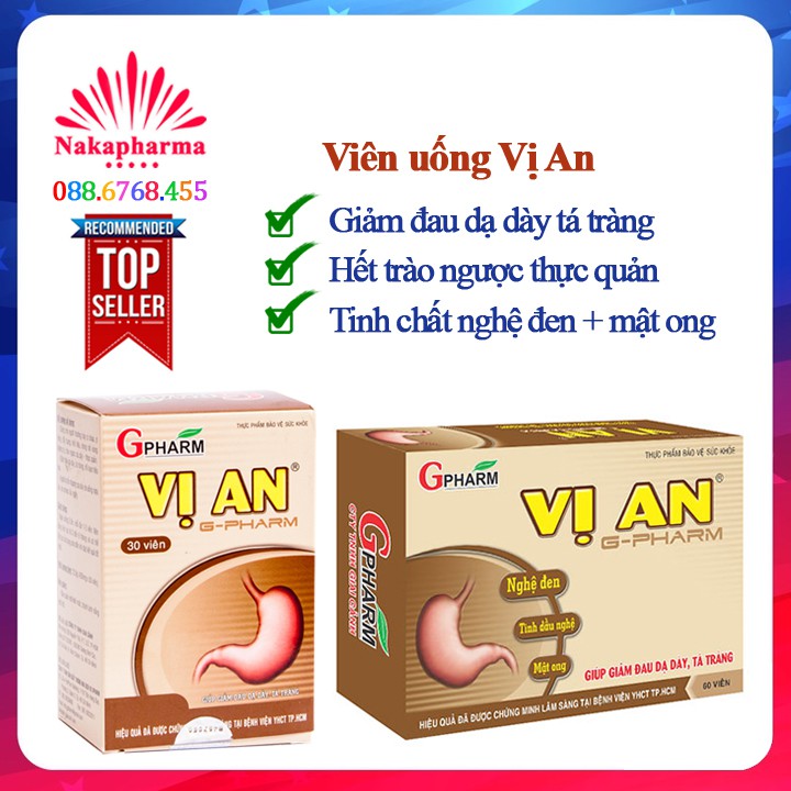 Vị An Gpharm – Giúp giảm viêm loét dạ dày, trào ngược thực quản, viêm đại tràng