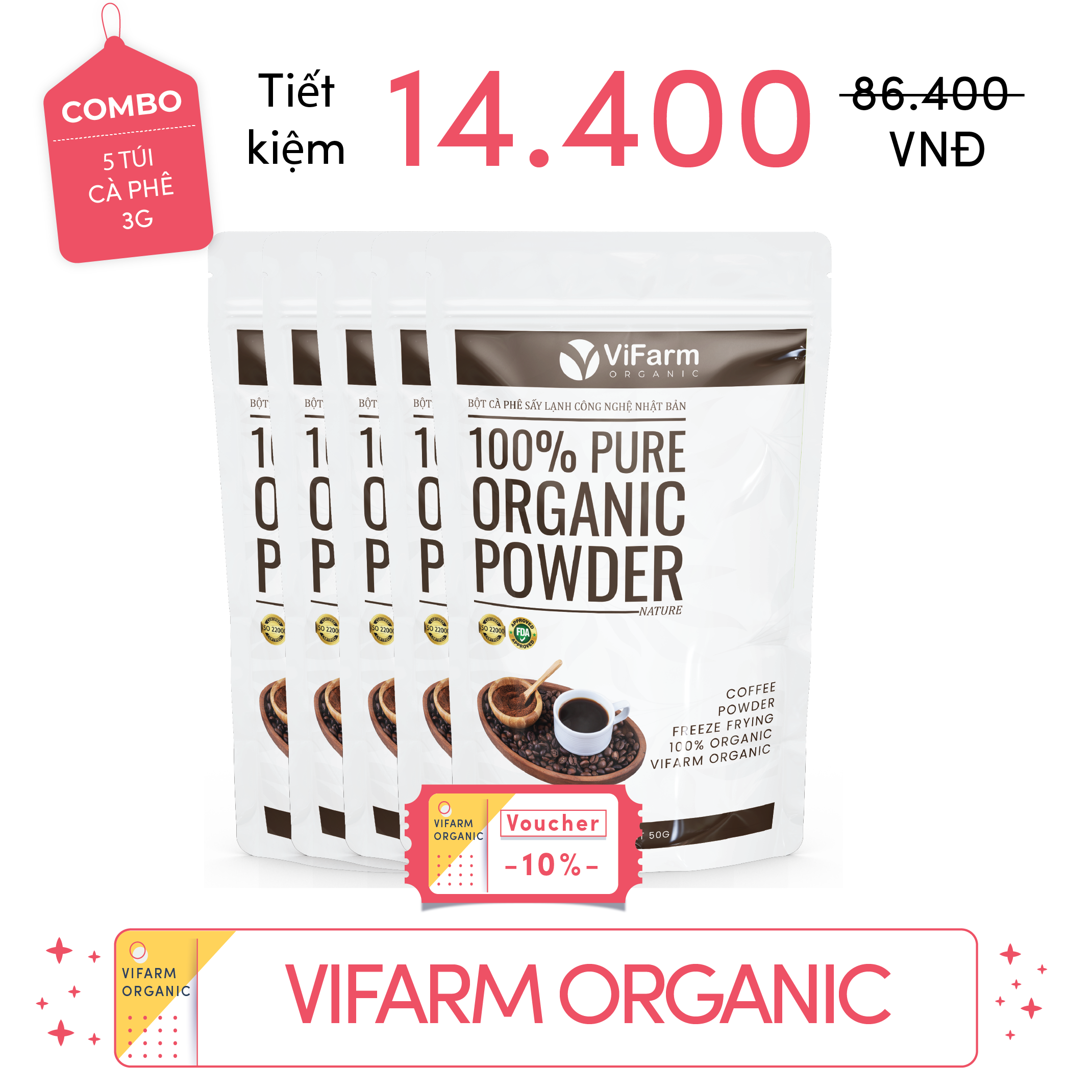 Bột Cà Phê Nguyên Chất ViFarm 50g