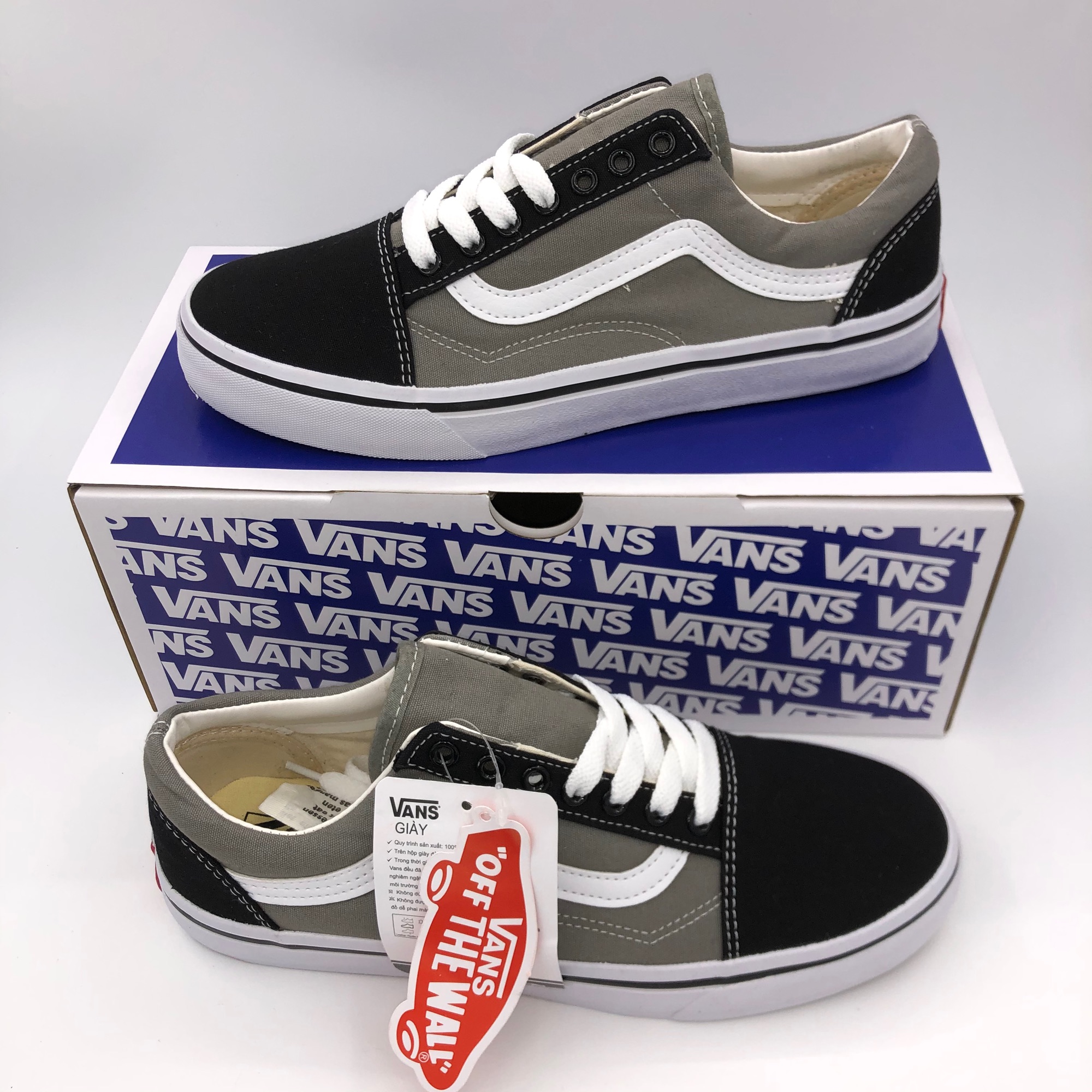 GIÀY VANS OLD SKOOL XÁM/ĐEN (Full box, tag)