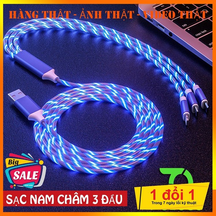 Dây Sạc Cực Nhanh Iphone TypeC Phát Sáng - Cáp Sạc Lightning, Micro USB Có Đèn Led