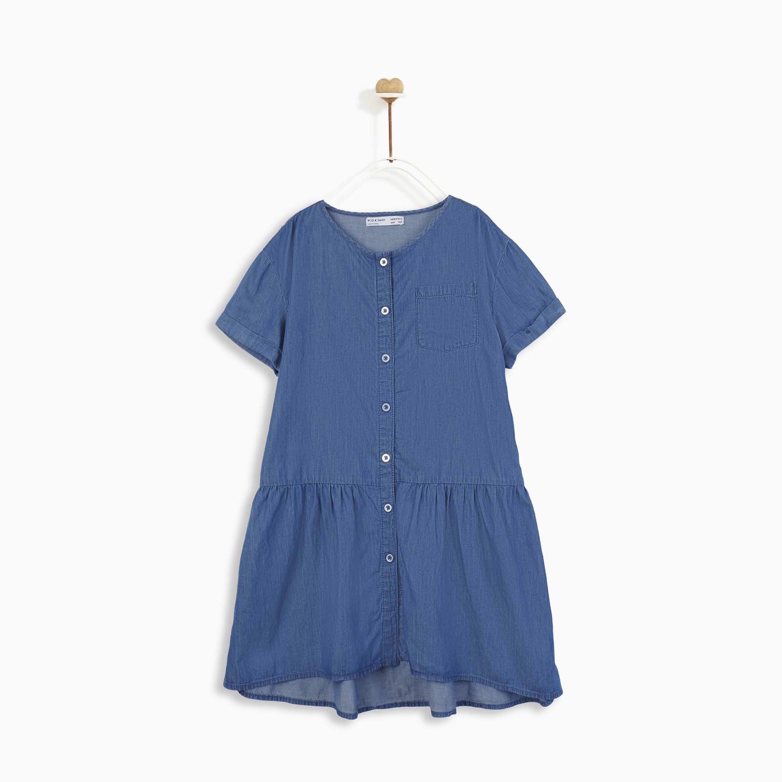 Áo đầm bé gái Denim w. Ruffle