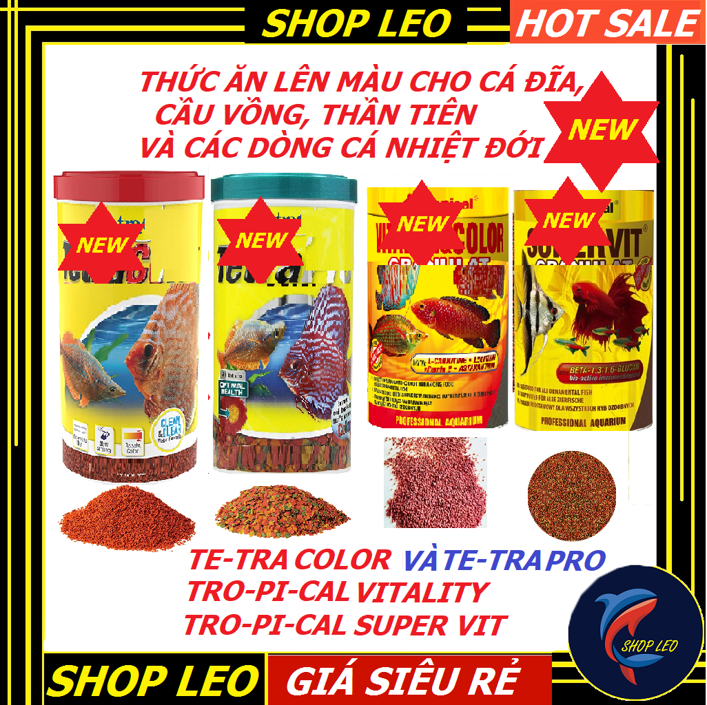Thức ăn Tetr@ colo, Tetr@ pro và Tropical-cám cao cấp-cho cá đĩa, cầu vồng, thần tiên, cá nhiệt đới-cá thủy sinh