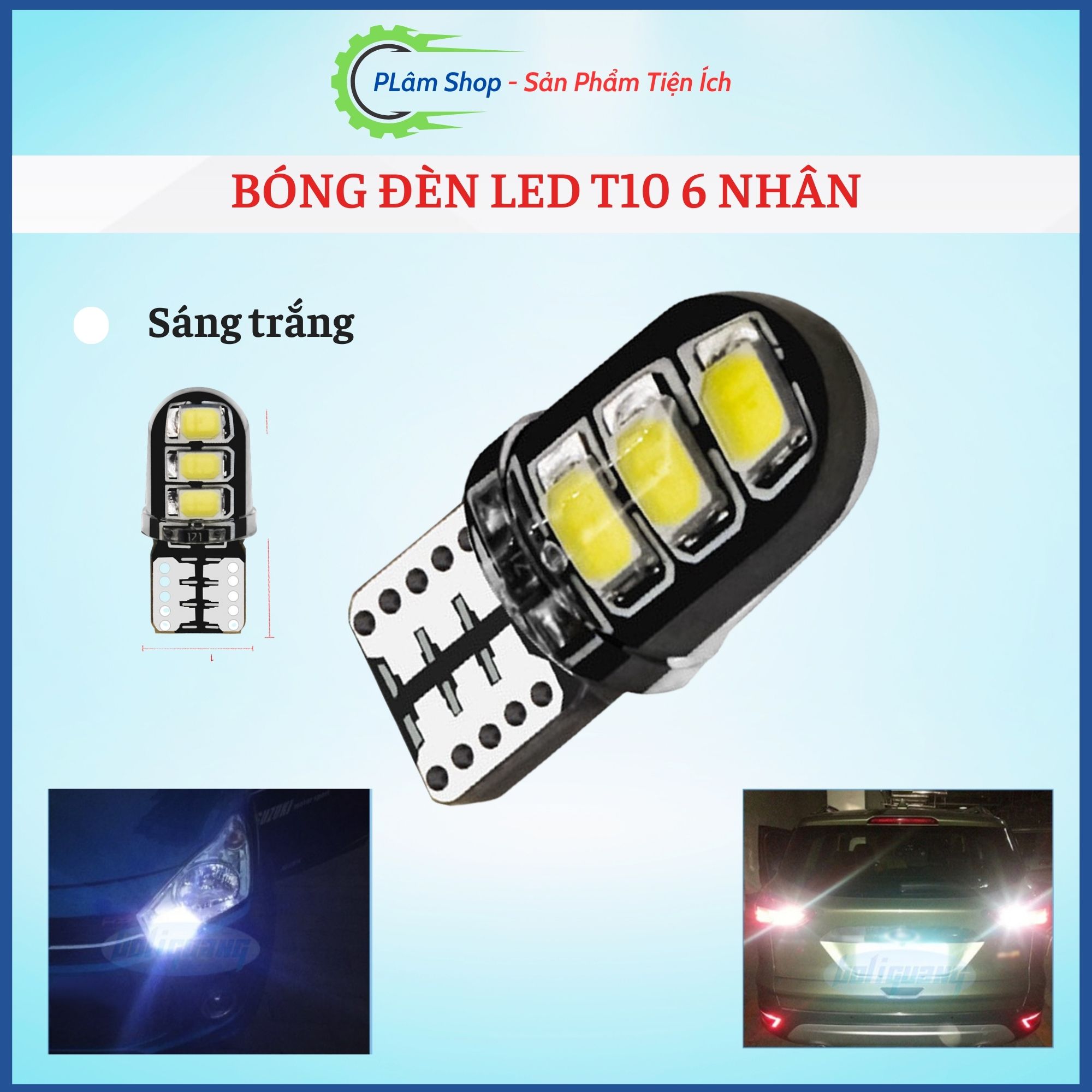 Bóng đèn led T10 2835 6 led siêu sáng