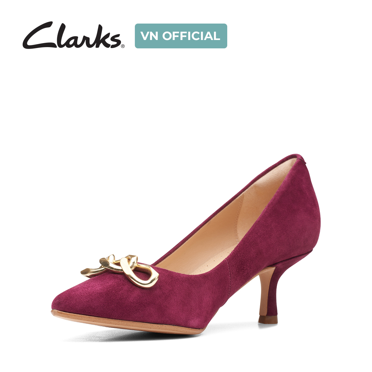 Giày Cao Gót 5.5cm Da Lộn Nữ Clarks - Violet55 Trim