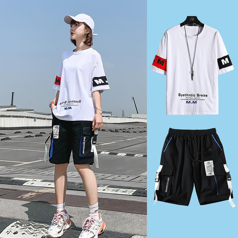 [ Voucher Giảm 50% ] Bộ Quần Áo Nữ Ngắn Tay Họa Tiết Chữ M.M Kết Hợp Quần Short Thể Thao Năng Động Shiny Sunday MEN QA 039