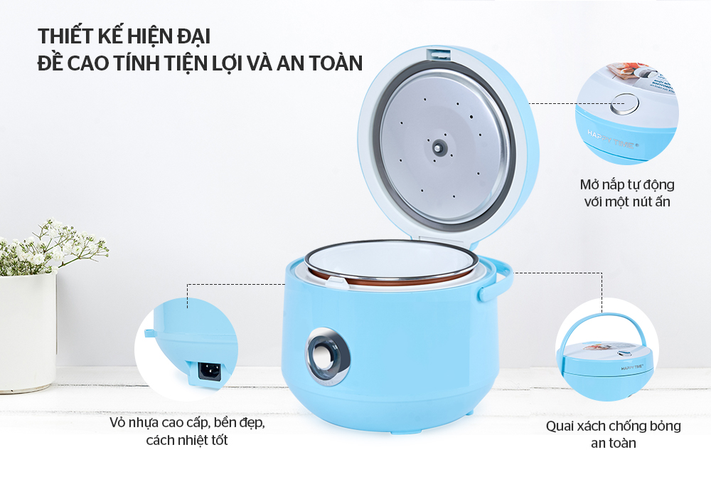 Nồi cơm điện 1.2L HAPPY TIME HTD8522G - Bảo hành 12 tháng