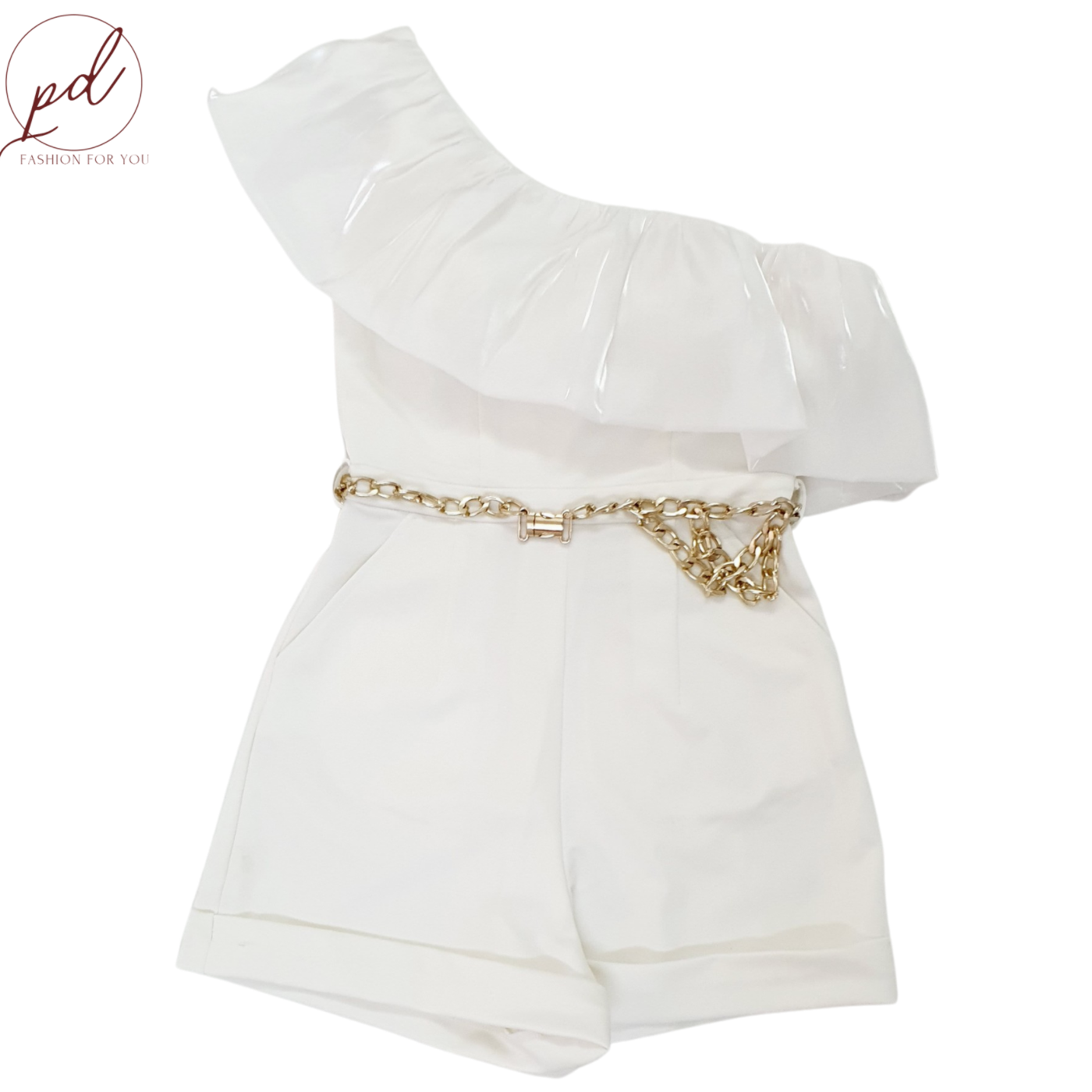 Jumpsuit ngắn một vai bèo