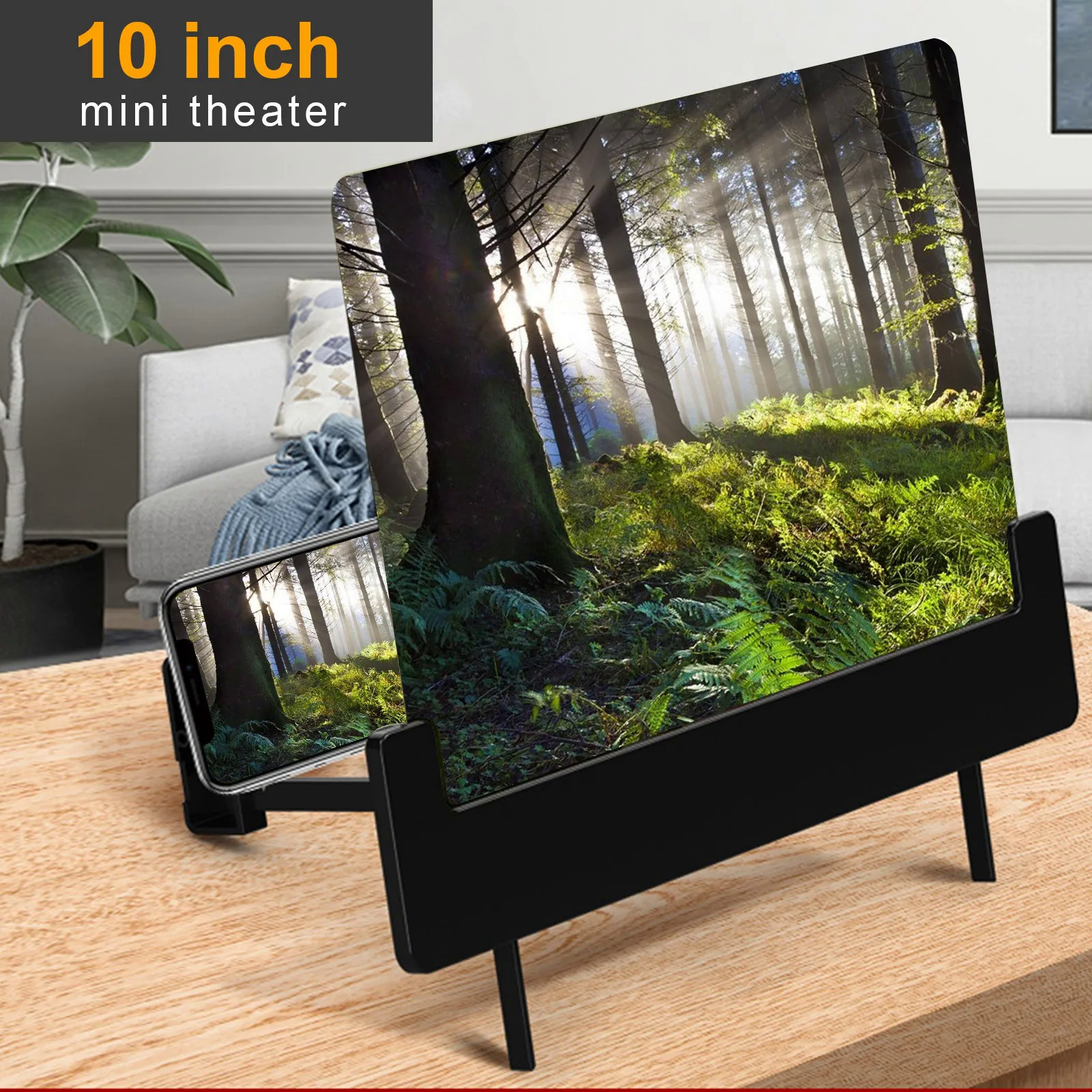 10inch 3D vui vẻ Màn hình khuếch đại gấp điện thoại di động Kính lúp HD đứng video khuếch đại Khung phóng to bảo vệ mắt