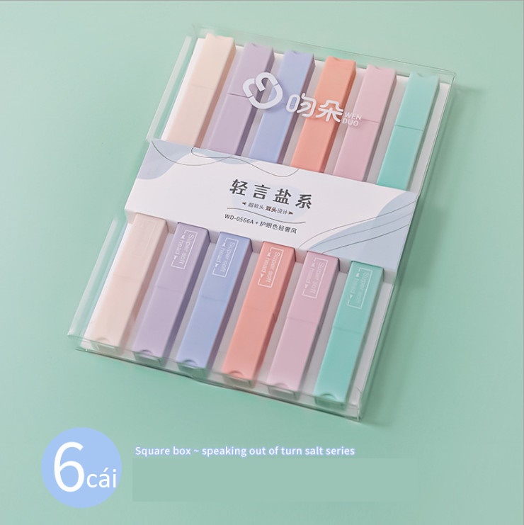 Bút nhớ highlight hộp 6 bút hai đầu pastel cực xinh TINI SET6BN