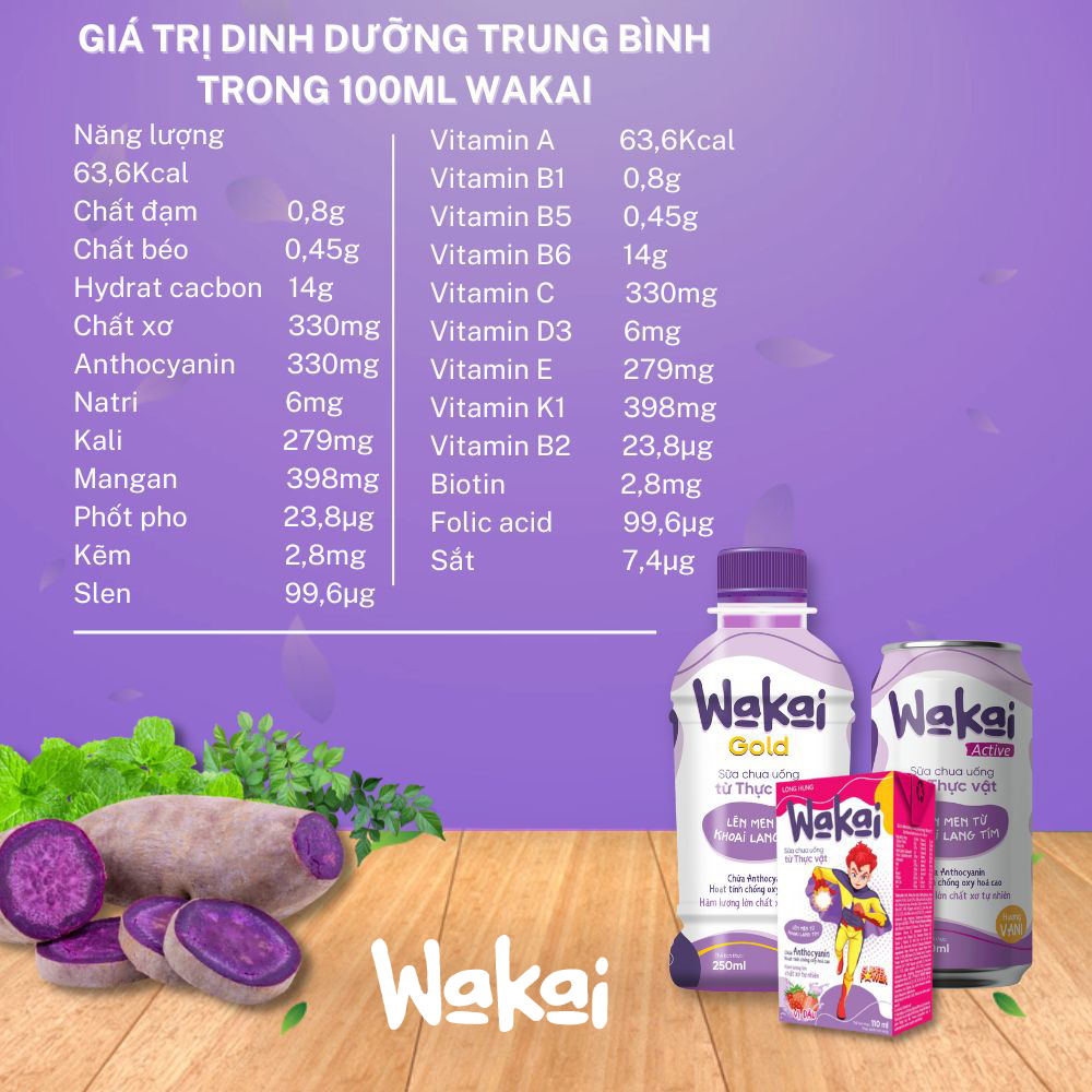 Thùng 24 Lon Sữa Chua Uống Từ Thực Vật Wakai Active (250ml x 24 lon)