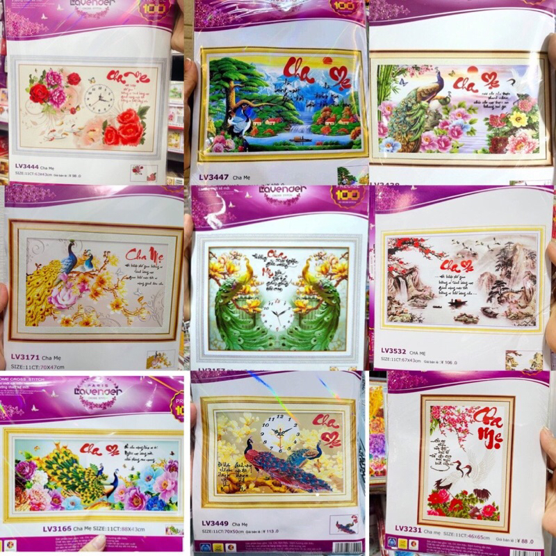 Tranh thêu chữ thập cha mẹ