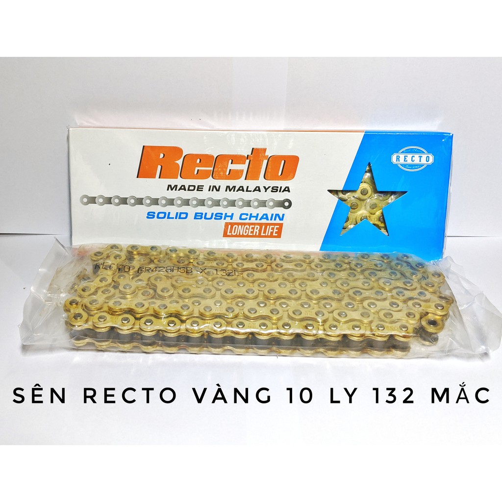 Sên Recto vàng 10 ly 132 mắc cho Exciter, Winner, Raider, ...