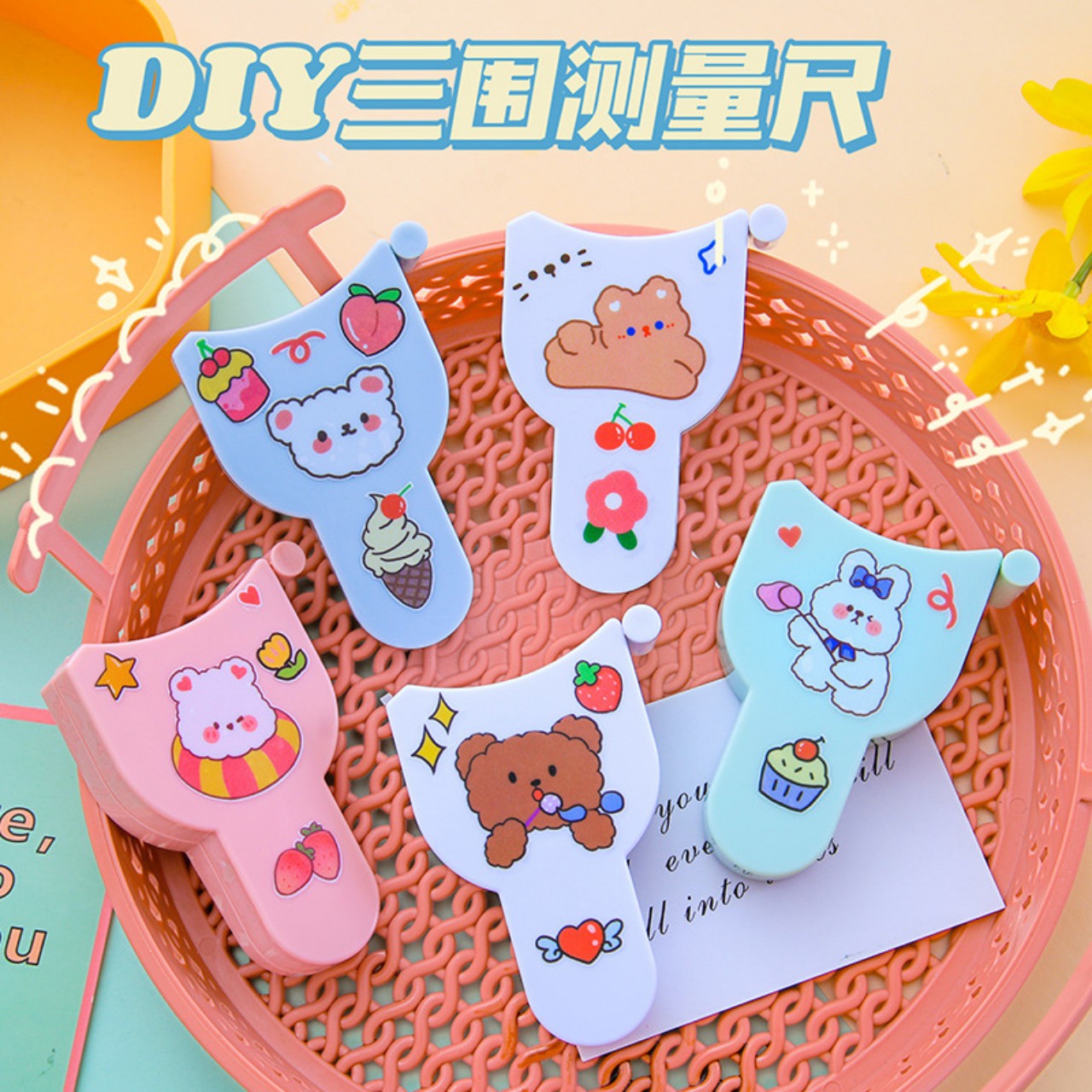 thước cuộn mini hình sticker sự dụng đo eo,quần áo siêu đáng yêu