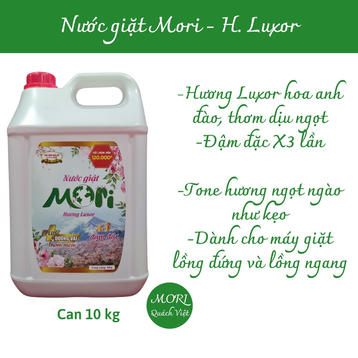 Nước giặt MORI hương Enchen, can 10L