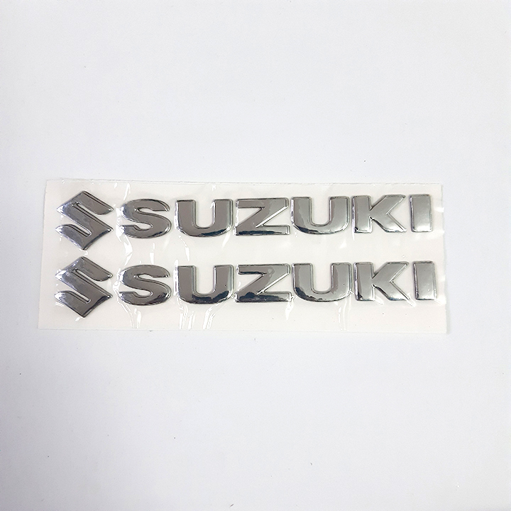 Bộ 2 miếng dán nổi chữ Suzuki (bạc)