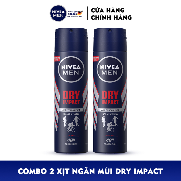 Combo 2 Xịt Ngăn Mùi NIVEA MEN Dry Impact Khô Thoáng 150ml - 81602 nhập khẩu