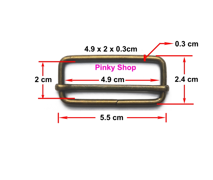 Khoen tăng giảm, khoen chữ nhật bằng kim loại màu đồng 5cm dùng tăng giảm dây đeo túi xách balô Pinky Shop chuyên phụ kiện làm túi xách và đồ handmade mã KTGCND05