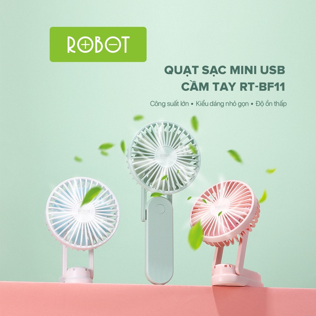 Quạt Mini Cầm Tay ROBOT RT-BF11 - Dung Lượng Pin 2.000mAh - 3 Tốc Độ Gió