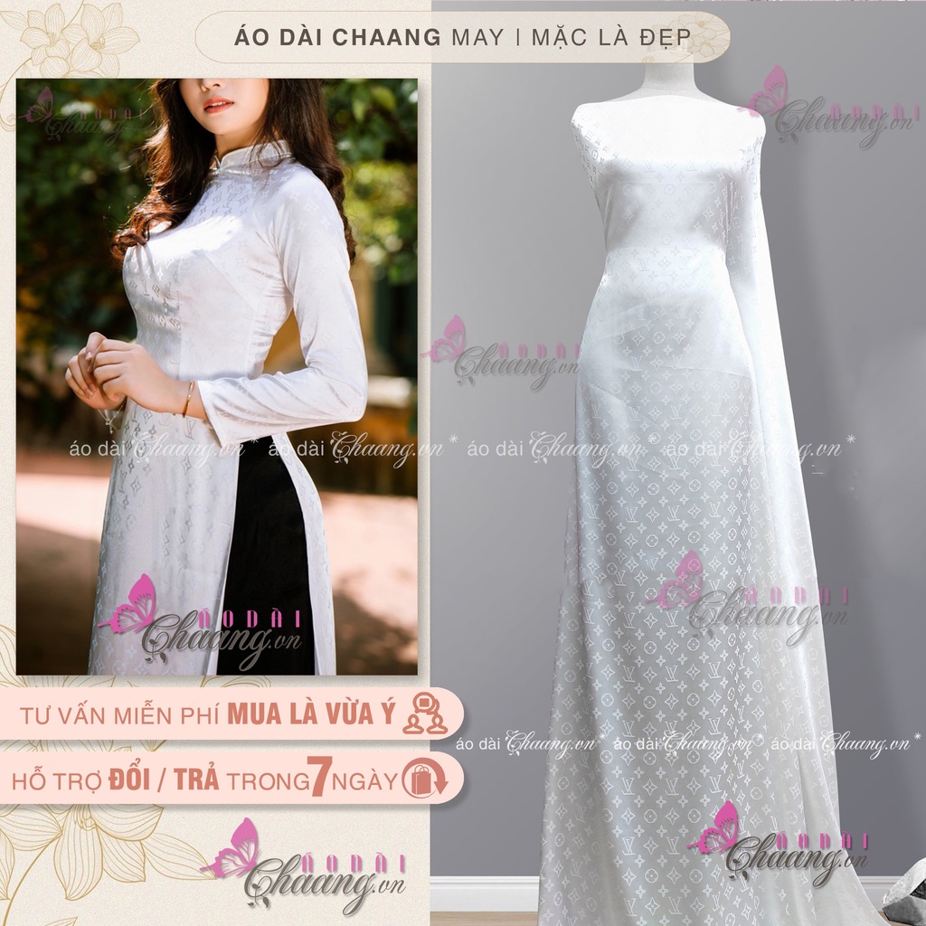 Áo dài Trắng Nữ Học Sinh đi học may sẵn vải áo dài Gấm LV đẹp