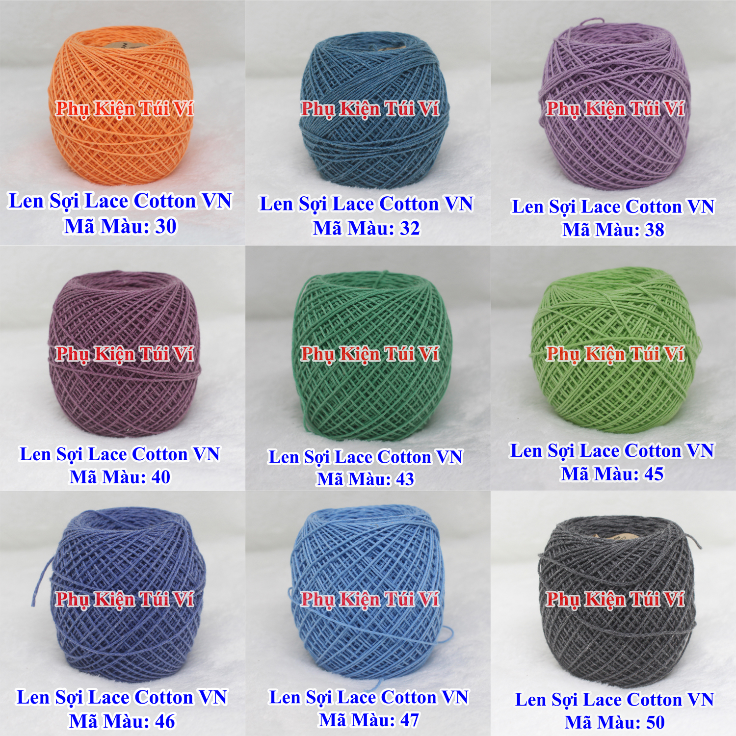 Sợi lace cotton Việt Nam 50gr/cuộn