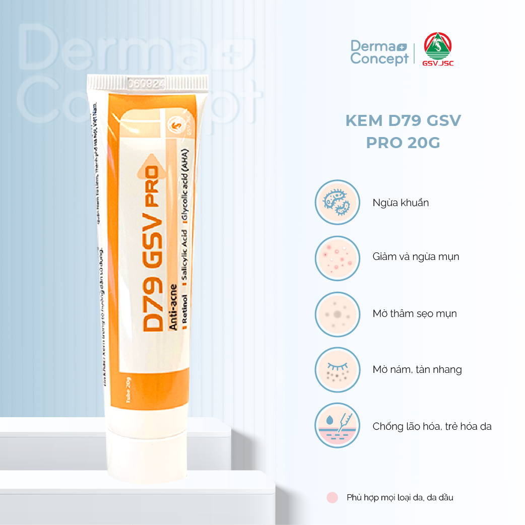 Kem D79 GSV giảm mụn viêm, mụn ẩn, mụn lưng, dày sừng nang lông