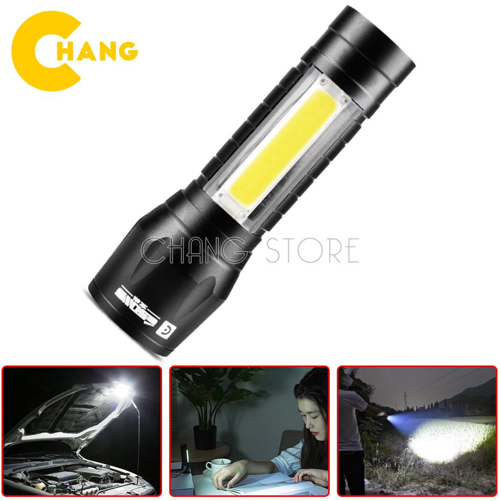 [Full Hộp Nhựa] Đèn Pin Siêu Sáng T1 Mini Sạc Điện ,2 Trong 1 , Sac Cổng USB ,Có Zoom Có Led Chớp , 3 Chế Độ Đèn