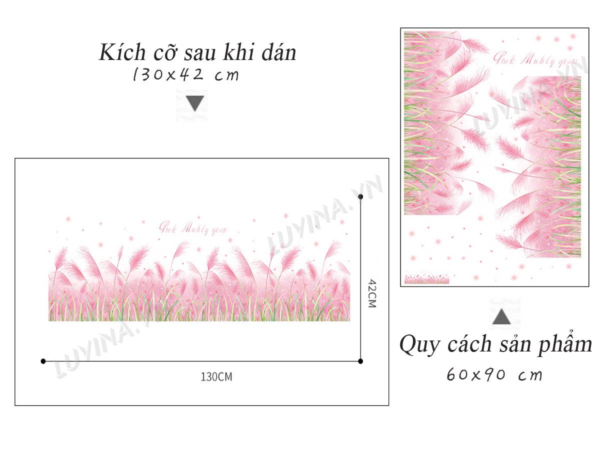 [Hcm]Decal Sticker for the Wall with Pink Roses and Grass
