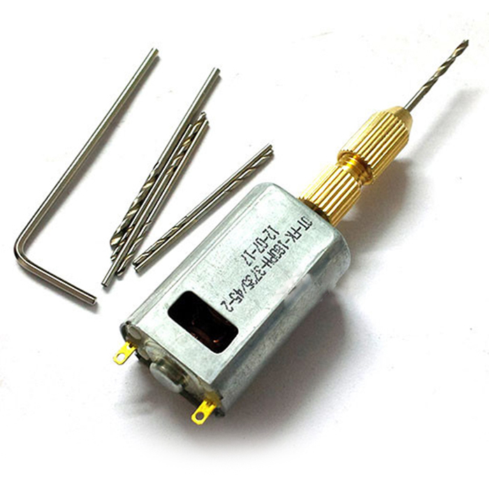 Combo máy khoan mini 180 5V Siêu Khỏe V1 ( gồm 01 động cơ 180, 01 đầu kẹp 2015, mũi khoan 0.8-1.0-1.2-1.5mm mỗi loại 2 chiếc )