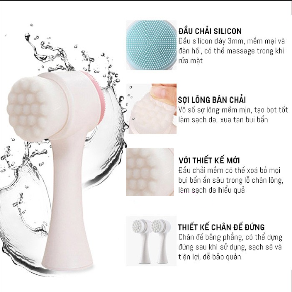 DỤNG CỤ RỬA MẶT SILICON 3D 2 ĐẦU RỬA [  Dụng cụ đánh bọt sữa rửa mặt dụng cụ rửa mặt cầm tay massage mặt cầm tay ]
