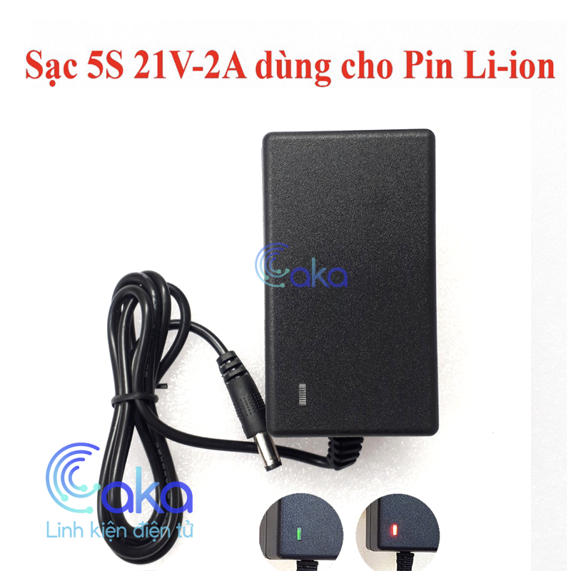 Sạc 5s 21v - 2a dùng cho pin li-ion , có đèn báo đầy pin