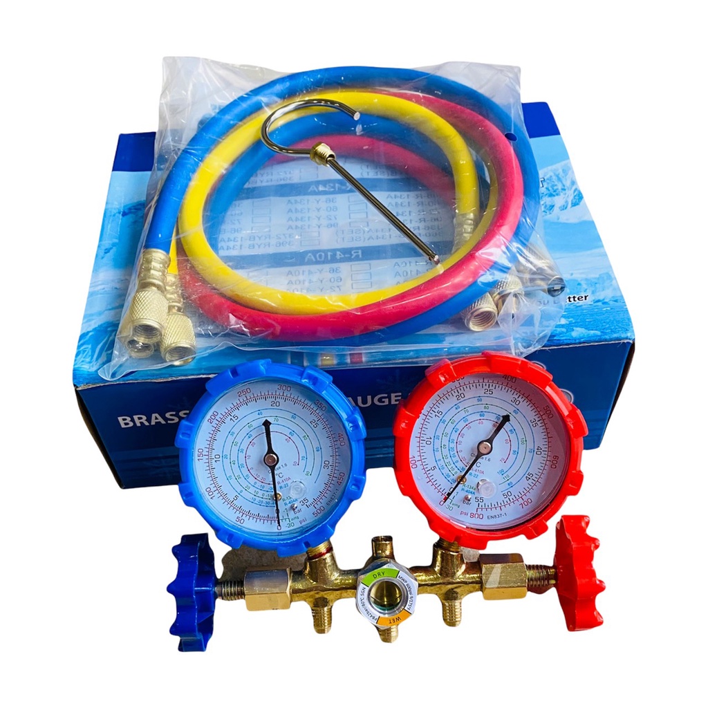 Bộ đồng hồ đôi nạp gas điều hoà, đo áp suất gas máy lạnh, kèm dây nạp chuyên dụng