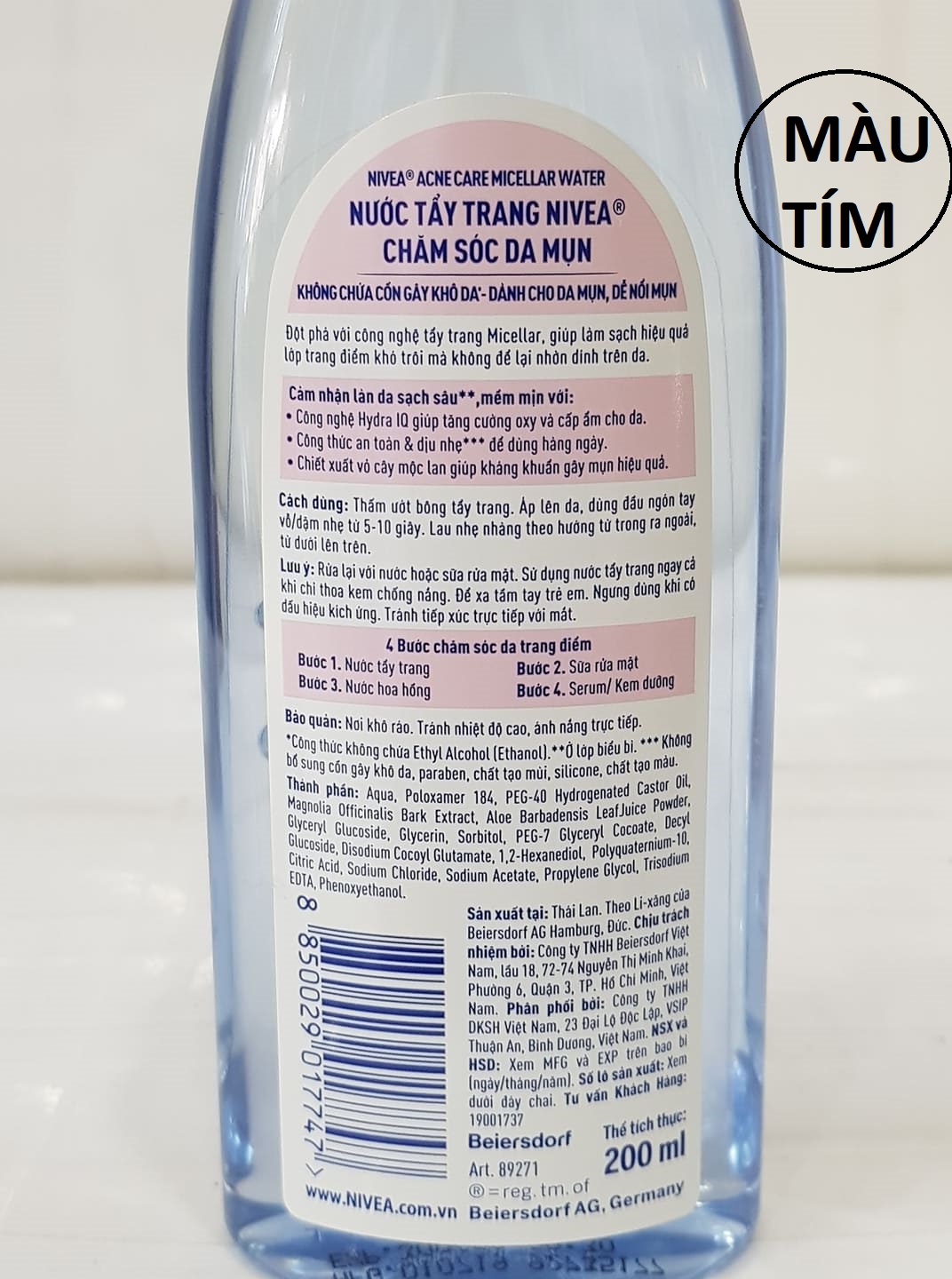 Nước Tẩy Trang Không Cồn NIVEA 200ml Thái Lan
