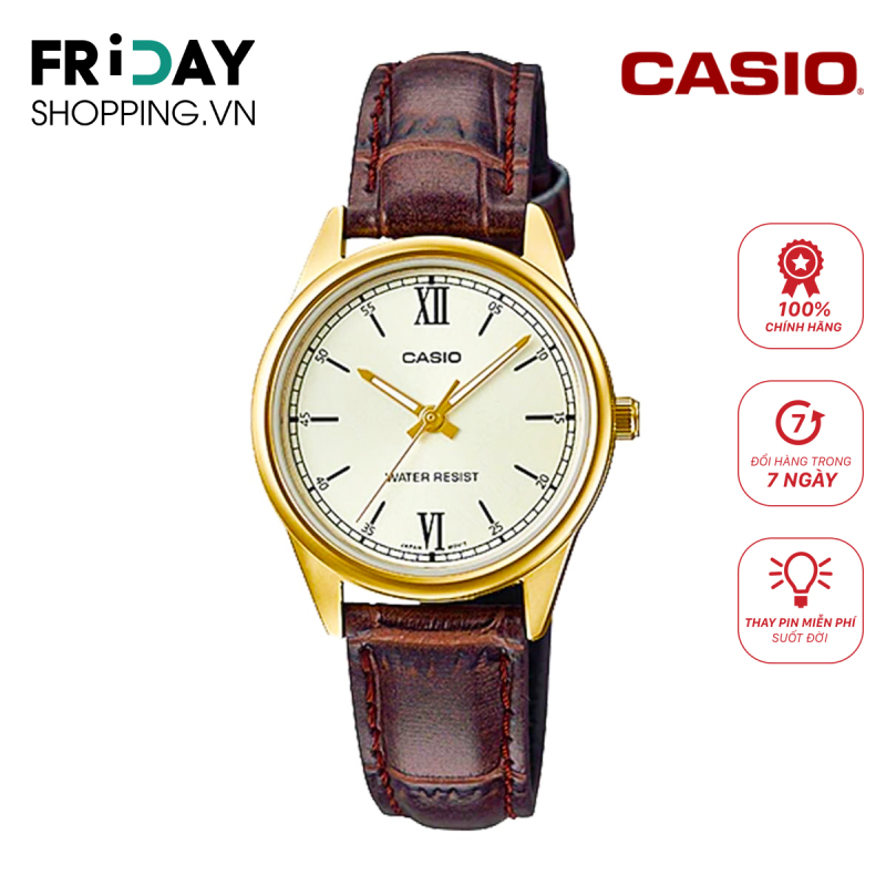 Đồng hồ nữ Casio LTP-V006L-4BUDF dây da mặt tròn