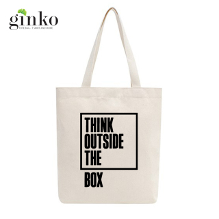 Túi Vải Tote GINKO Kiểu Basic Dây Kéo In Hình Think Outside The Box G01 thumbnail