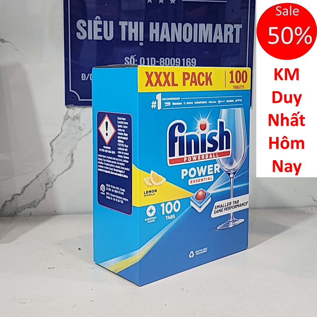 Viên rửa bát finish 100 viên, xà phòng dùng cho máy rửa bát chén ly finish đức 90 hoặc nước làm bóng finish 800ml hoăc muối finish 1.5kg