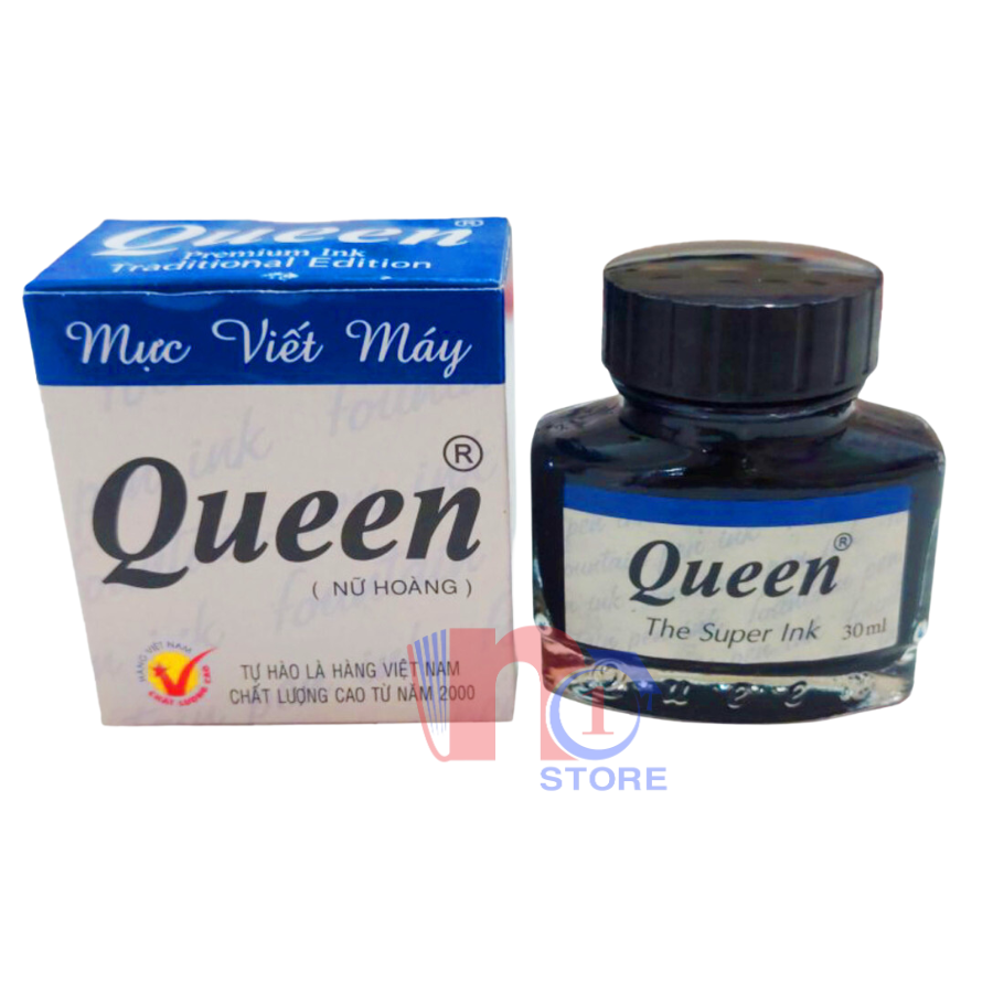 Mực Bút Máy Queen 30ml Chất Lượng Cao, Mực Xanh, Tím