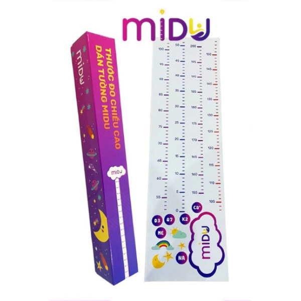 Thước đo chiều cao Midu, decal dán tường đo chiều cao cho bé
