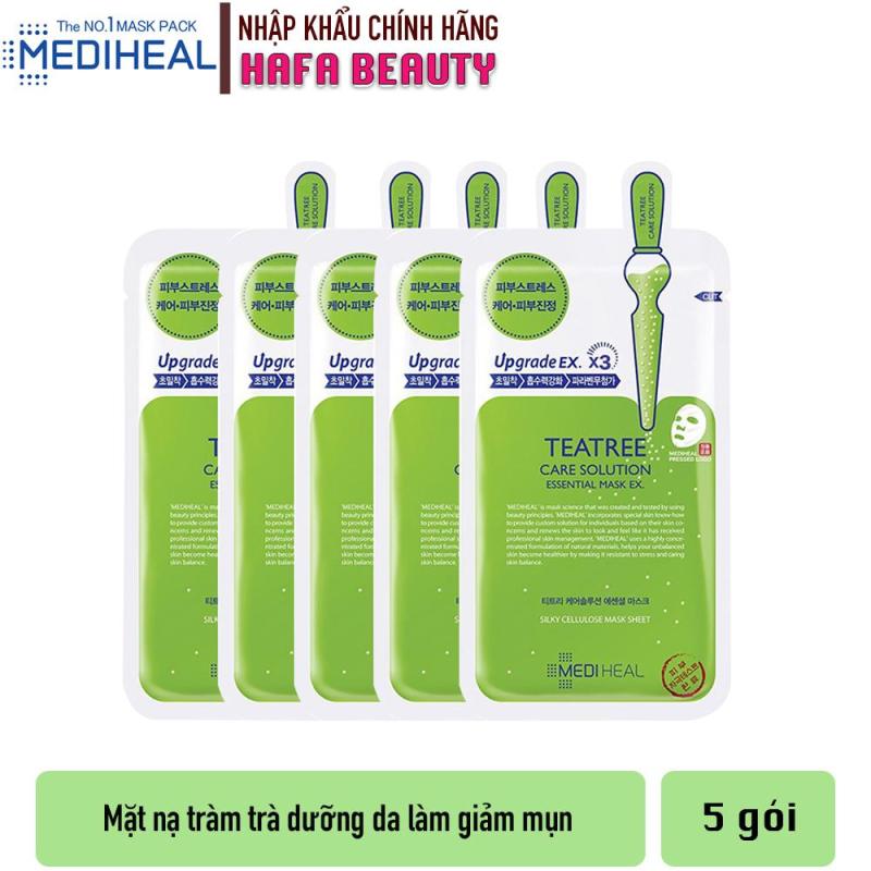 Combo 5 Mặt nạ dưỡng da trị mụn chiết xuất tràm trà Mediheal Teatree Care Solution Essential Mask Ex 24ml x5 nhập khẩu