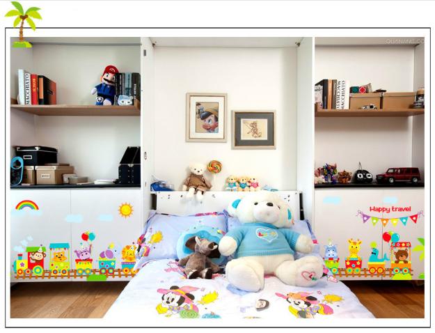 Decal trang trí tường - Xe Lửa Thú vui nhộn mẫu 02