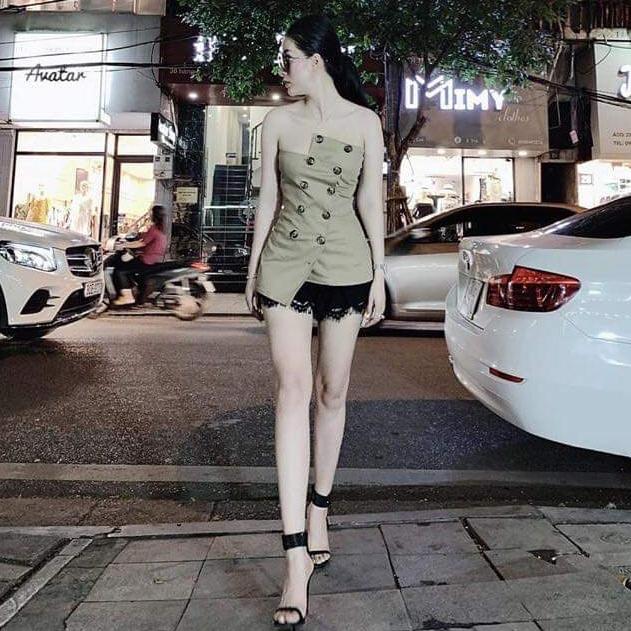 sét áo ống kaki nút chân váy ren