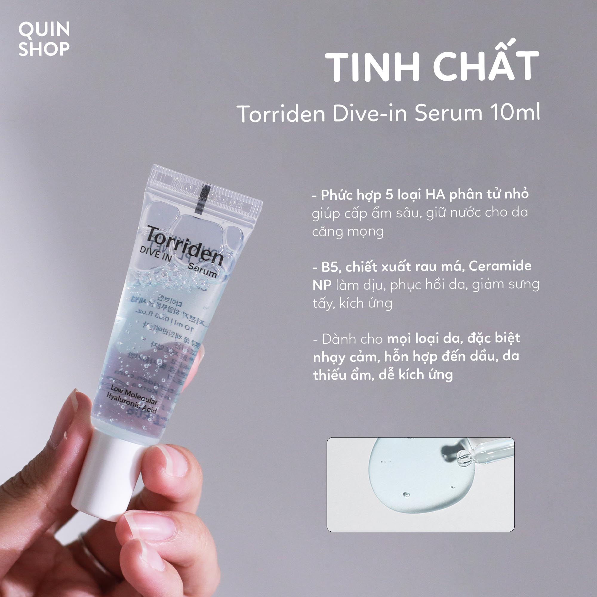 Tinh Chất Cấp Ẩm, Làm Dịu Da Torriden Dive-in, Balanceful Cica Calming Serum